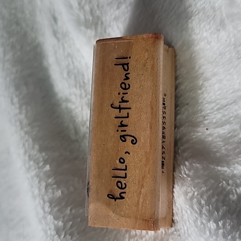 Phrase:Hello, Girlfriend,Wooden Rubber Stamp